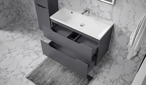 Тумба под умывальник подвесная Raval Wector 90 антрацит Wct.01.90/P/A/MD