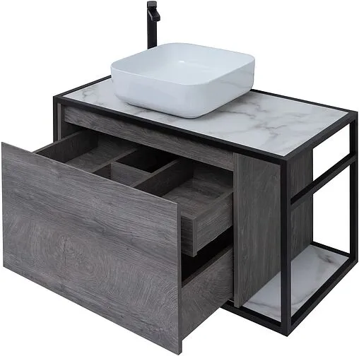 Тумба-умывальник подвесная Aquanet Nova Lite LOFT 90 L дуб рошелье 00261656+