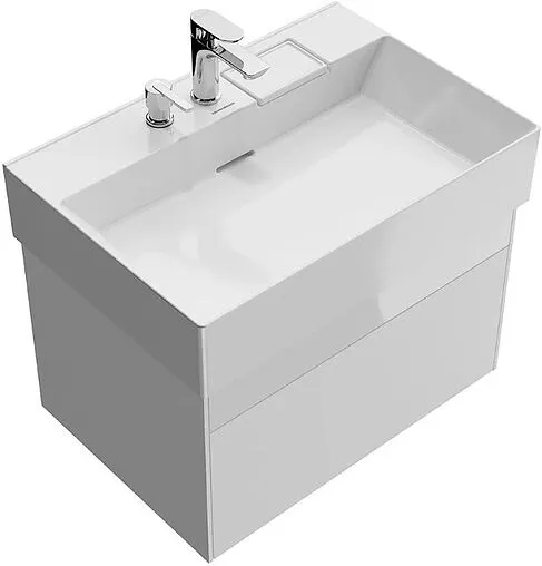 Тумба-умывальник подвесная Kerama Marazzi Logica 70 белоснежный LOG.70.2\WHT+LO.wb.70.2+LO.dis.02\CR