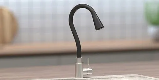 Смеситель для кухни с гибким изливом Osgard Gron Horn никель/чёрный 84293