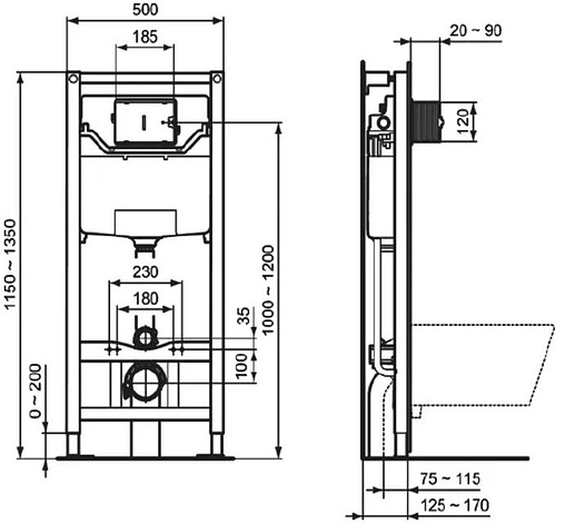 Комплект 4 в 1 Ideal Standard Connect Air AquaBlade E212101