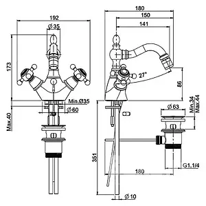 Смеситель для биде Fima Carlo Frattini Elizabeth хром F5092CR Смеситель для биде Fima Carlo Frattini Elizabeth хром F5092CR, 2