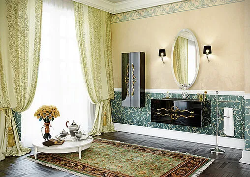 Шкаф-пенал подвесной двухстворчатый Clarberg Due Amanti 50 золото чёрный глянец/золото DUE0505BLK+DUER8GL