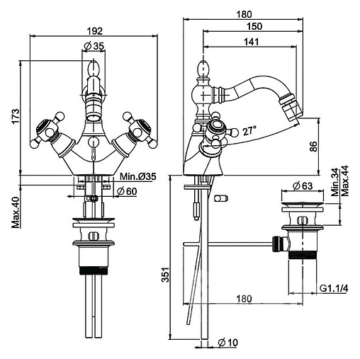 Смеситель для биде Fima Carlo Frattini Elizabeth хром F5092CR