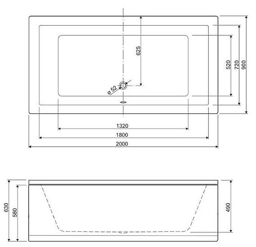 Ванна акриловая Cezares Plane 200x90