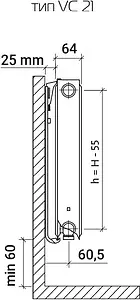 Радиатор стальной панельный Royal Thermo VENTIL COMPACT тип 21 500 x 500 мм Bianco Traffico VC21-500-500/9016, 2