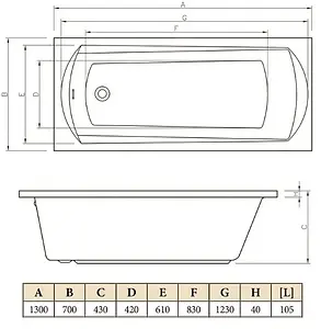 Ванна акриловая C-bath Clio 130x70 CBQ003002 Ванна акриловая C-bath Clio 130x70 CBQ003002, 2