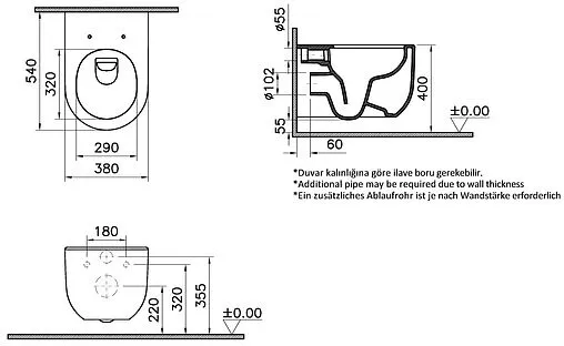 Унитаз подвесной безободковый VitrA Liquid Rim-ex белый 7321B403-0075