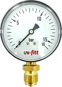 Манометр радиальный Uni-fitt 80мм 16 бар ½&quot; 301D4042, 1