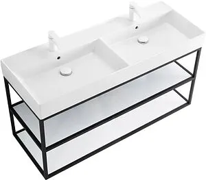 Консоль с умывальником подвесная Cezares Cadro 120 чёрный/белый CADRO-120/46/58-2C-SO-MET-ST+CADRO-120-MENS-BIANCO+CADRO-120-MENS-BIANCO Консоль с умывальником подвесная Cezares Cadro 120 чёрный/белый CADRO-120/46/58-2C-SO-MET-ST+CADRO-120-MENS-BIANCO+CADRO-120-MENS-BIANCO, 1