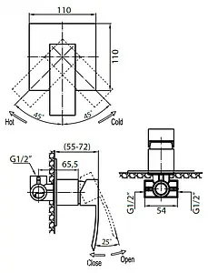 Смеситель для душа скрытого монтажа Cezares Quattro хром QUATTRO-C-DI-01, 2