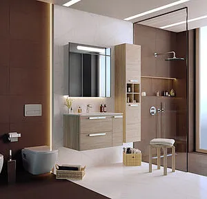 Тумба-умывальник подвесная Roca Lago 80 дуб светлый 857296444+32799C000 Тумба-умывальник подвесная Roca Lago 80 дуб светлый 857296444+32799C000, 4