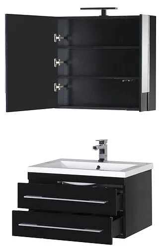 Шкаф-зеркало Aquanet Нота 75 чёрный 169190