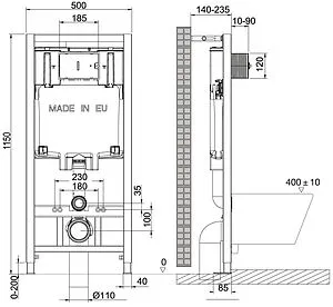 Инсталляция для подвесного унитаза Set 3 в 1 Lemark Peneda+Bit 9880314 с кнопкой хром матовый Инсталляция для подвесного унитаза Set 3 в 1 Lemark Peneda+Bit 9880314 с кнопкой хром матовый, 2