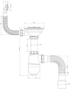 Сифон бутылочный для мойки с переливом Unicorn B426Р Сифон бутылочный для мойки с переливом Unicorn B426Р, 2