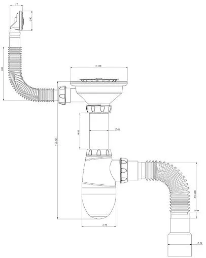 Сифон бутылочный для мойки с переливом Unicorn B426Р Сифон бутылочный для мойки с переливом Unicorn B426Р