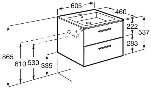 Тумба под умывальник подвесная Roca Victoria 60 орех A857468517
