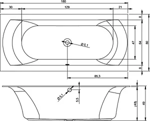 Ванна акриловая Riho LINARES VELVET 180x80 B142001105, 4
