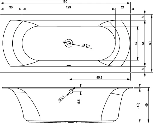 Ванна акриловая Riho LINARES VELVET 180x80 B142001105