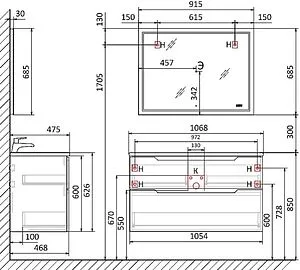 Зеркало с подсветкой Jorno Slide 100 с часами белый Sli.02.92/W Зеркало с подсветкой Jorno Slide 100 с часами белый Sli.02.92/W, 2