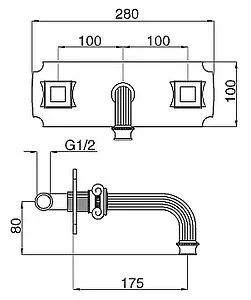 Смеситель для раковины из стены Cezares Olimp бронза OLIMP-BLS2-02-Sw, 2
