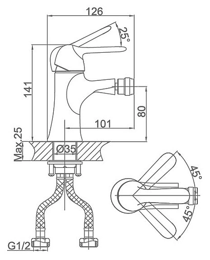 Смеситель для биде D&amp;K Ambrosius Rhein хром DA1342201