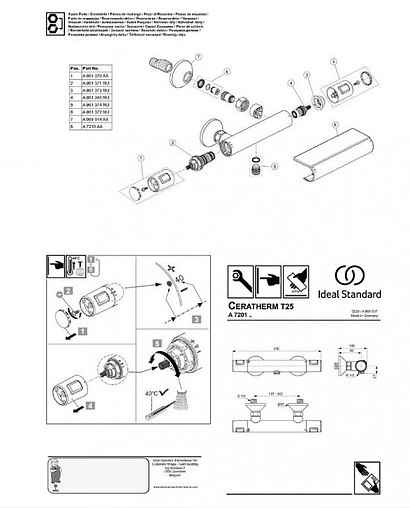Термостат для душа Ideal Standard Ceratherm T25 хром A7201AA