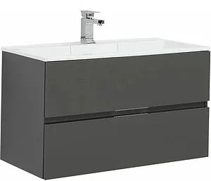 Тумба-умывальник подвесная Aquanet Алвита 90 серый антрацит 00240111+00187182, 1