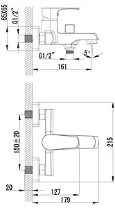 Смеситель для ванны Lemark plus Factor хром LM1612C Смеситель для ванны Lemark plus Factor хром LM1612C, 2