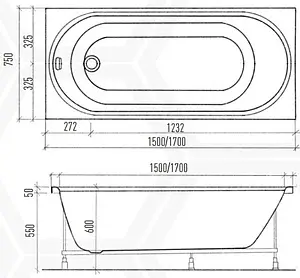 Ванна акриловая Aquanika Round 150х75 A1015075024 Ванна акриловая Aquanika Round 150х75 A1015075024, 2