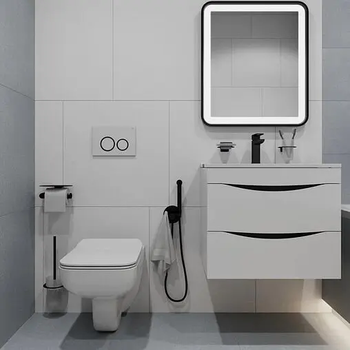 Клавиша смыва для унитаза IDDIS Unifix UNI03WBi77 кнопки/черный, рамка/белый