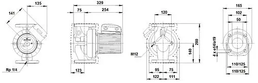 Насос циркуляционный Grundfos UPS 50-60/2 F 96402053