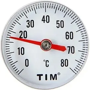 Термометр биметаллический TIM 40мм 80°С гильза 20мм ¼&quot; Y-40T-80, 1