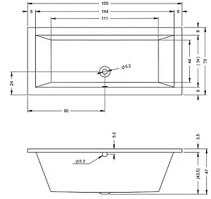 Ванна акриловая Riho LUSSO 160х70 B013001005, 2