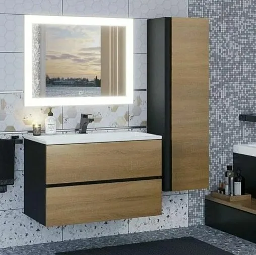 Тумба под умывальник подвесная Uperwood Barsa 70 дуб сонома/чёрный матовый 2930205157 Тумба под умывальник подвесная Uperwood Barsa 70 дуб сонома/чёрный матовый 2930205157