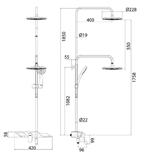 Душевая система со смесителем для ванны Lemark Tropic хром LM7003C