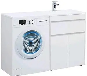 Тумба-умывальник напольная над стиральной машиной Aquanet Токио 130 R белый 00236917+00235502, 3