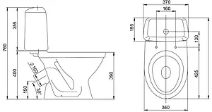 Унитаз-компакт Santeri Соната голубой 1.P201.2.S06.00B.F, 2