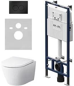 Комплект 6 в 1 Am.Pm Sense FlashClean IS100138.741701 с кнопкой черный матовый Комплект 6 в 1 Am.Pm Sense FlashClean IS100138.741701 с кнопкой черный матовый, 1