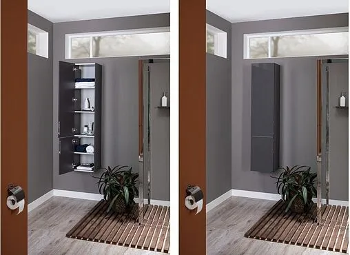 Шкаф-пенал подвесной Aquanet Алвита 35 L серый антрацит 00249618