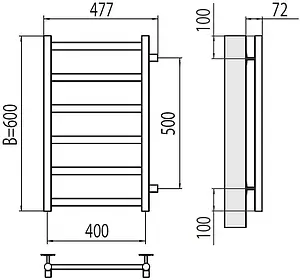 Полотенцесушитель водяной лесенка Terminus Аврора П6 400х600 бп500 полированная сталь 4670078529862, 2