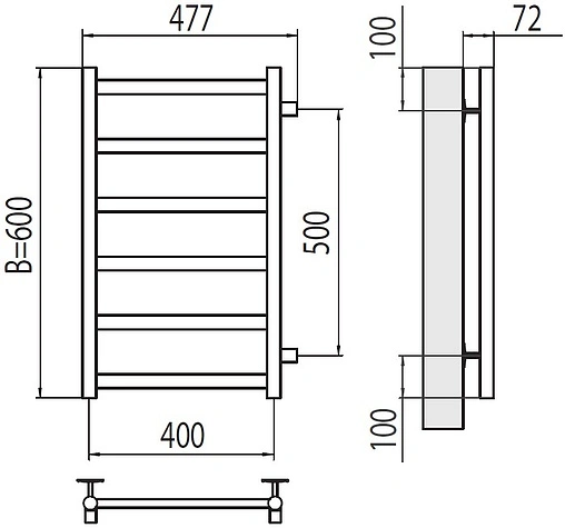 Полотенцесушитель водяной лесенка Terminus Аврора П6 400х600 бп500 полированная сталь 4670078529862