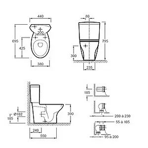 Чаша унитаза Jacob Delafon Presquile белый 19077-00, 2