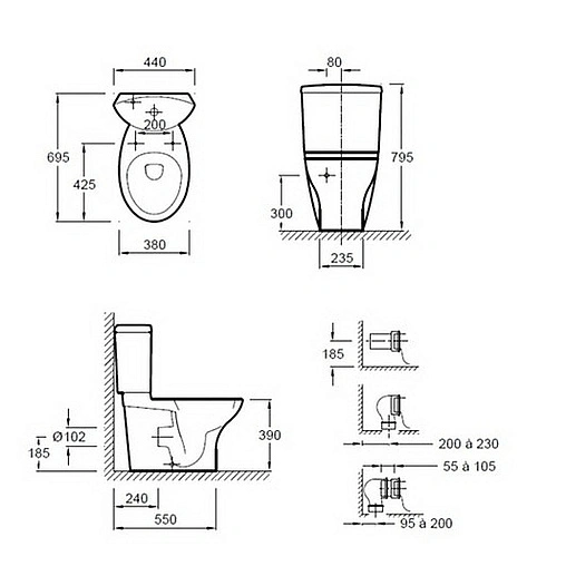 Чаша унитаза Jacob Delafon Presquile белый 19077-00 Чаша унитаза Jacob Delafon Presquile белый 19077-00