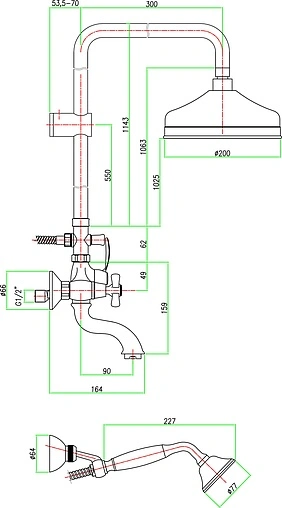 Душевая система со смесителем для ванны Fiore Margot хром 26CR0615