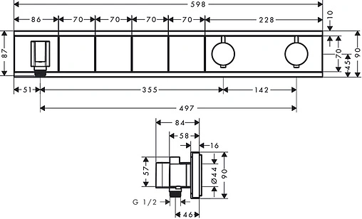 Термостат для 4 потребителей Hansgrohe RainSelect чёрный/хром 15357600