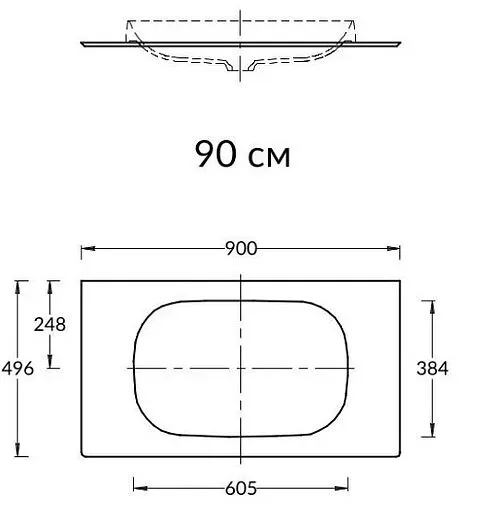 Столешница Kerama Marazzi Magica 90 серый матовый MA.2.0.SG519920R\90