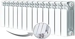 Радиатор биметаллический 13 секции нижнее левое подключение Rifar Base Ventil 350 RBVL35013