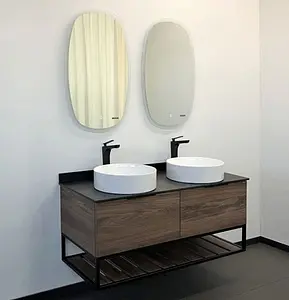 Тумба-умывальник подвесная Comforty Порто 120-2 дуб тёмно-коричневый/чёрный 00-00001287CF, 5