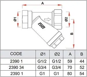 Фильтр угловой сетчатый 1"в x 1"в Far FA 2390 1C Фильтр угловой сетчатый 1"в x 1"в Far FA 2390 1C, 2